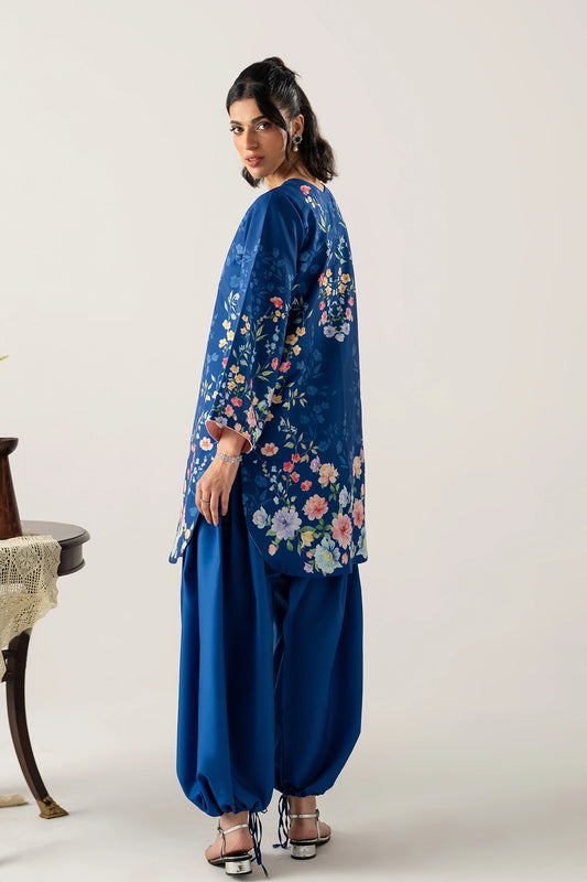 ROYAL BLUE 2PC WITH SHORT SHIRT AND TRENDY BALLOON PANTS