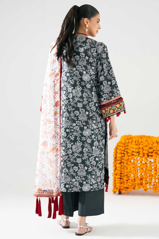 MONOCHROME KURTA SET WITH DETAILED DUPATTA