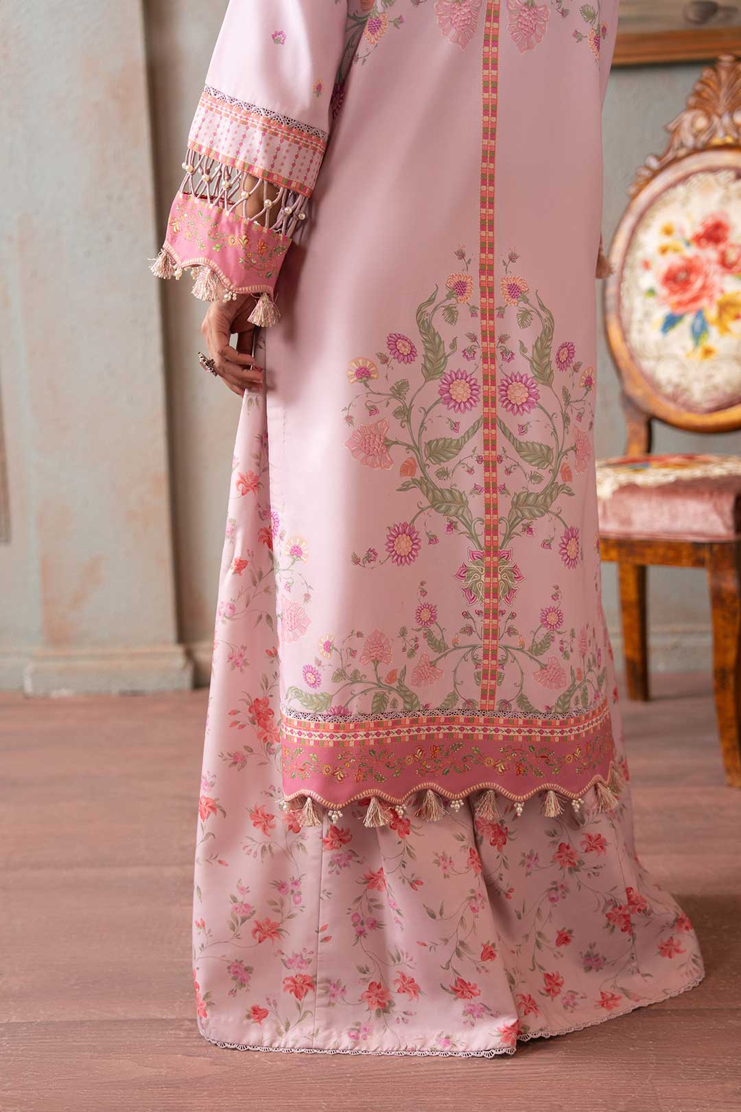 LILAC PRINTED KURTA WITH FLARED PANTS