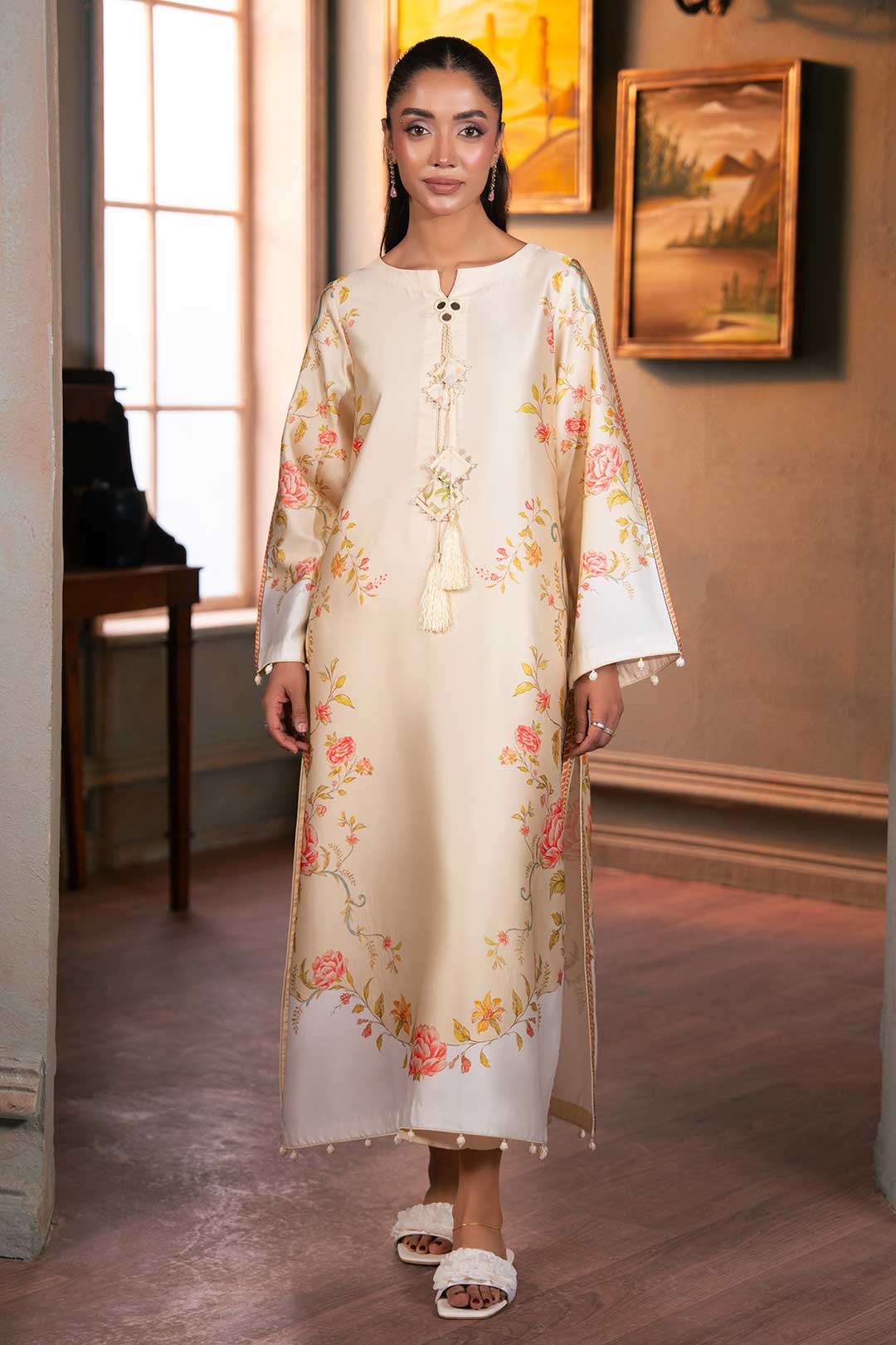 BUTTER YELLOW SILK KAFTAN