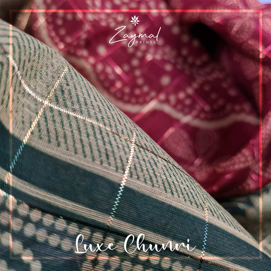 Ombre Pink Green Chunri - Zaymal