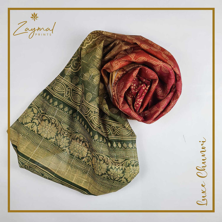 Ombre Pink Green Chunri - Zaymal