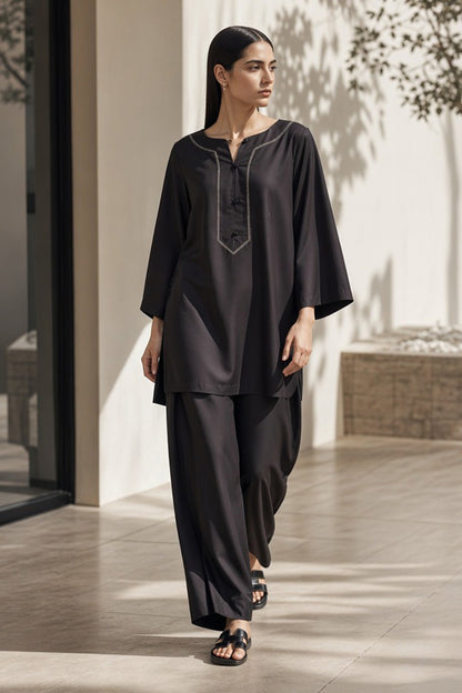 RELAXED SHORT KURTI WITH FARSHI SHALWAR