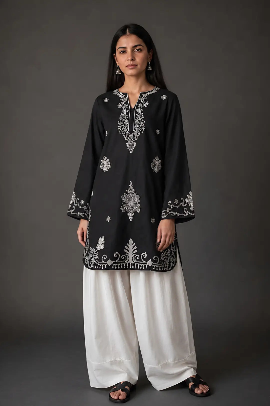 SHORT PRINTED KURTI WITH FARSHI SHALWAR