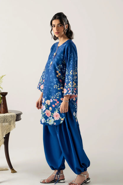 ROYAL BLUE 2PC WITH SHORT SHIRT AND TRENDY BALLOON PANTS