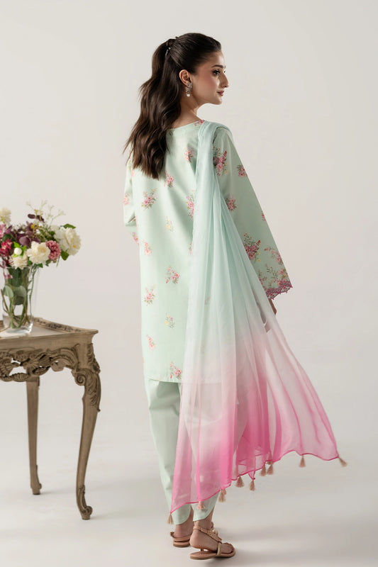 MINT-PINK 3PC WITH SHORT SHIRT, SKINNY SHALWAR AND DUPATTA