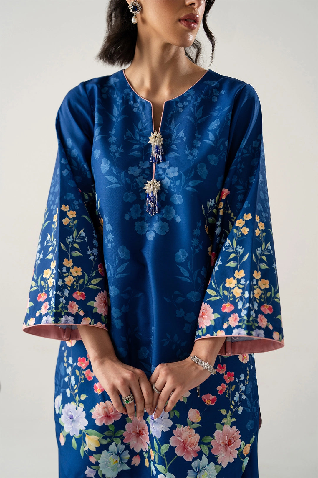 ROYAL BLUE 2PC WITH SHORT SHIRT AND TRENDY BALLOON PANTS