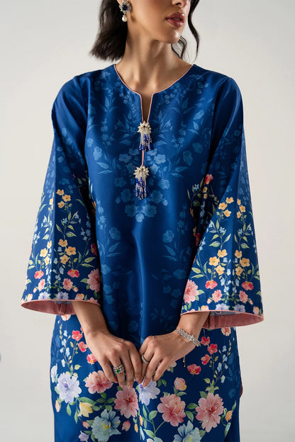 ROYAL BLUE 2PC WITH SHORT SHIRT AND TRENDY BALLOON PANTS