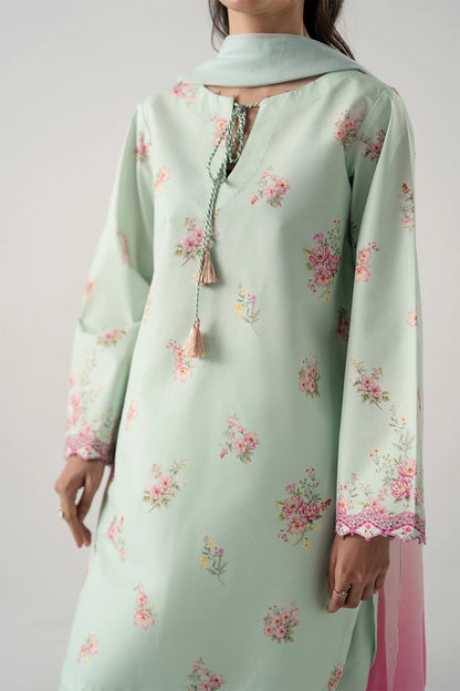 MINT-PINK 3PC WITH SHORT SHIRT, SKINNY SHALWAR AND DUPATTA