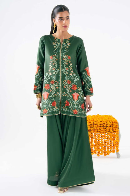 EMERALD GREEN JACKET WITH FLARED PANTS