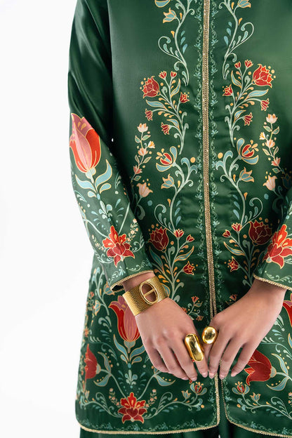 EMERALD GREEN JACKET WITH FLARED PANTS