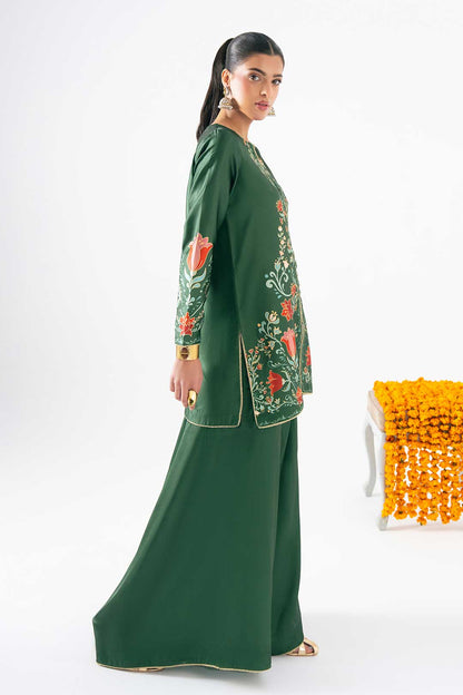 EMERALD GREEN JACKET WITH FLARED PANTS