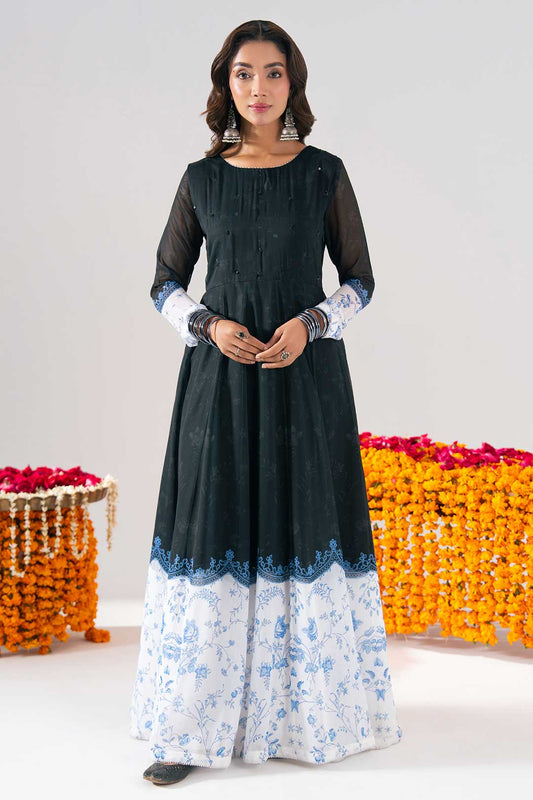 BLACK PRINTED PESHWAZ