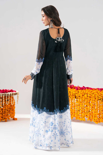BLACK PRINTED PESHWAZ