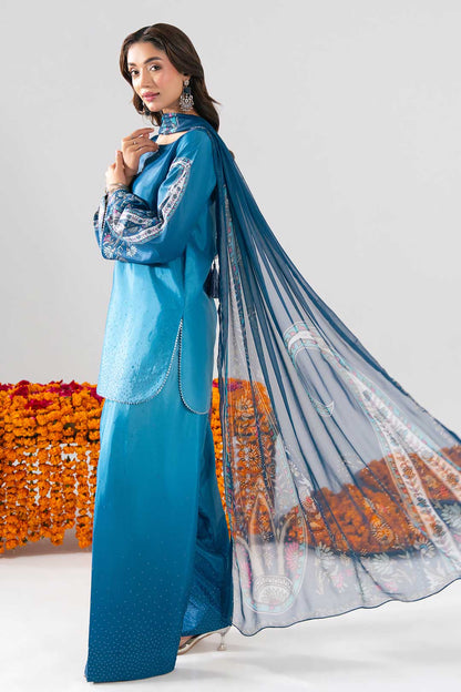 BLUE OMBRE FARSHI SHALWAR SET WITH DUPATTA