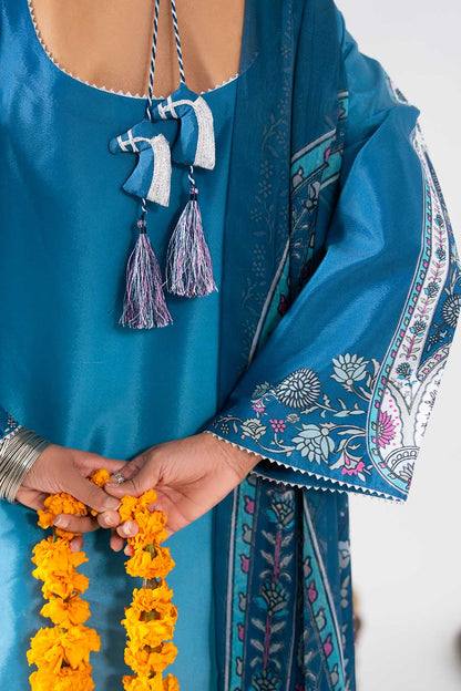BLUE OMBRE FARSHI SHALWAR SET WITH DUPATTA