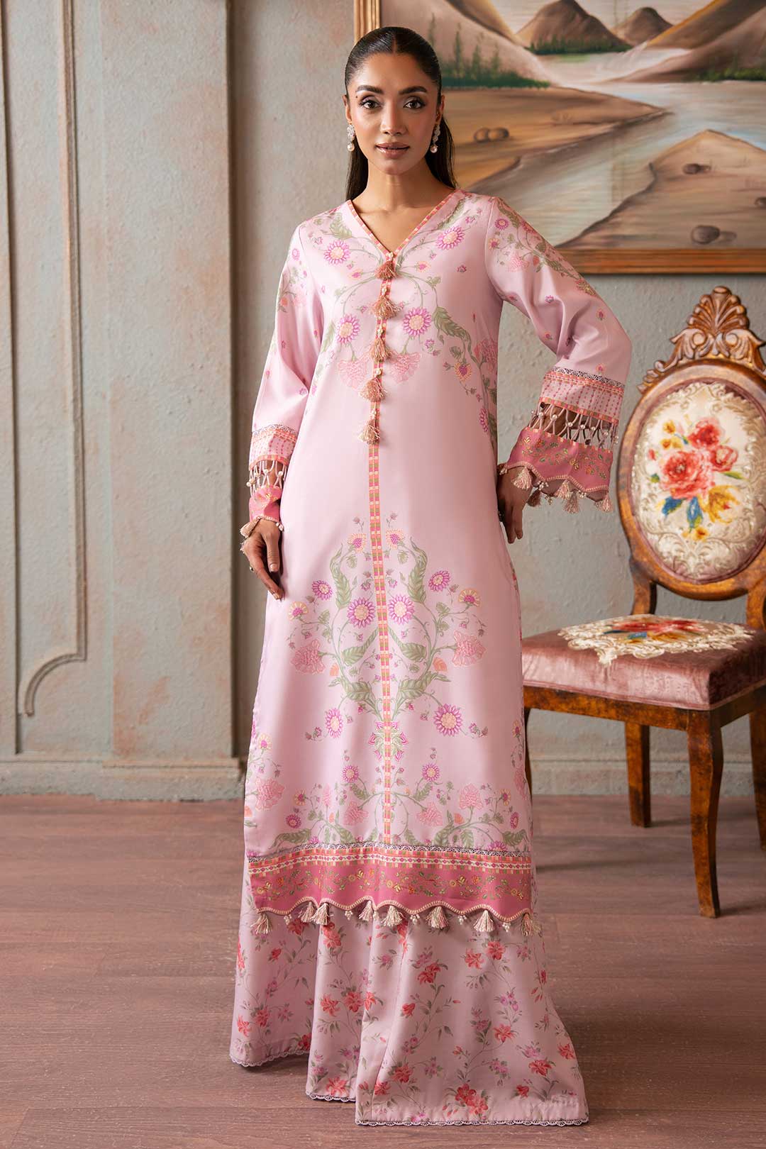 LILAC PRINTED KURTA WITH FLARED PANTS