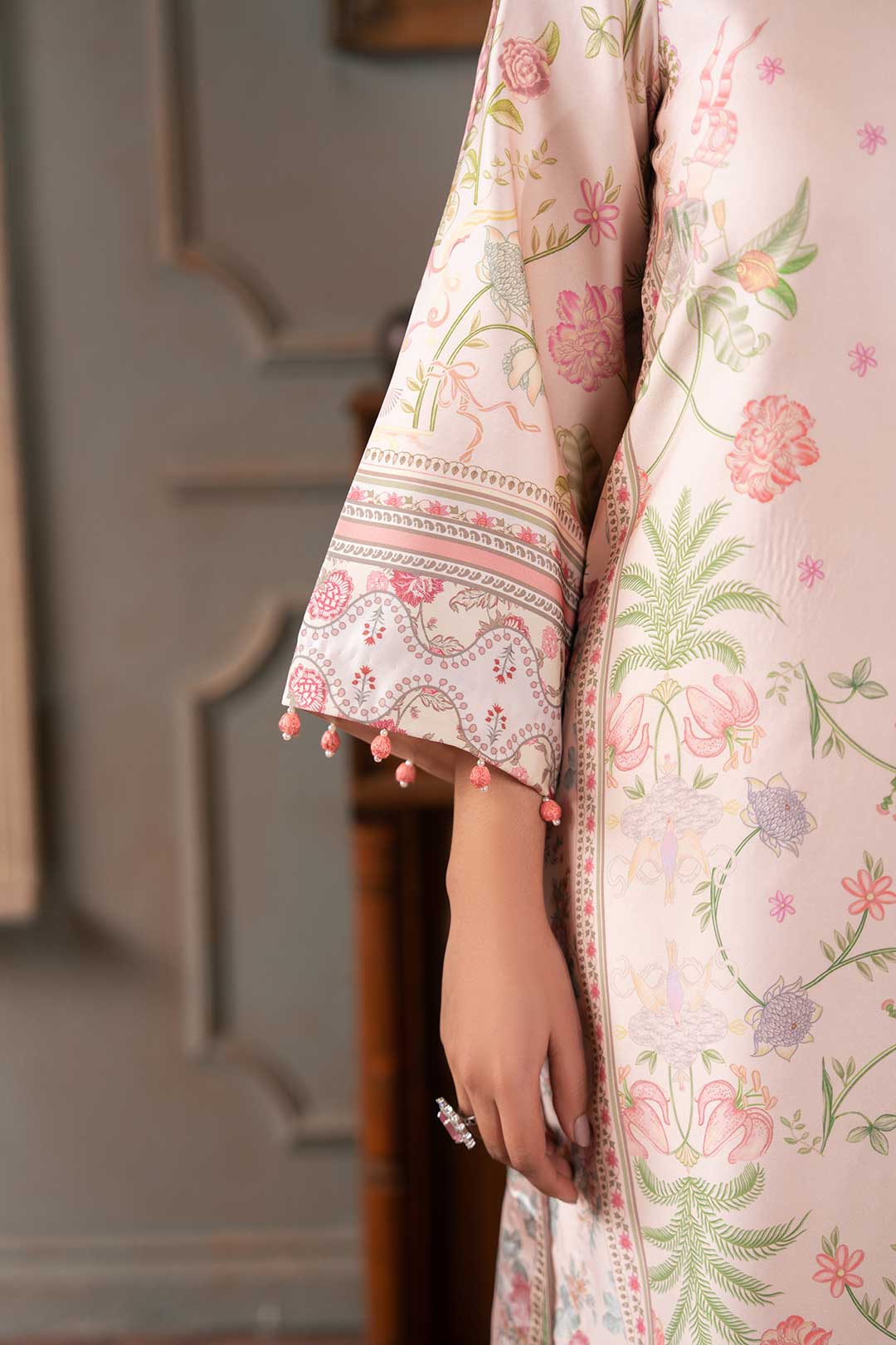 SALMON PINK SILK KAFTAN