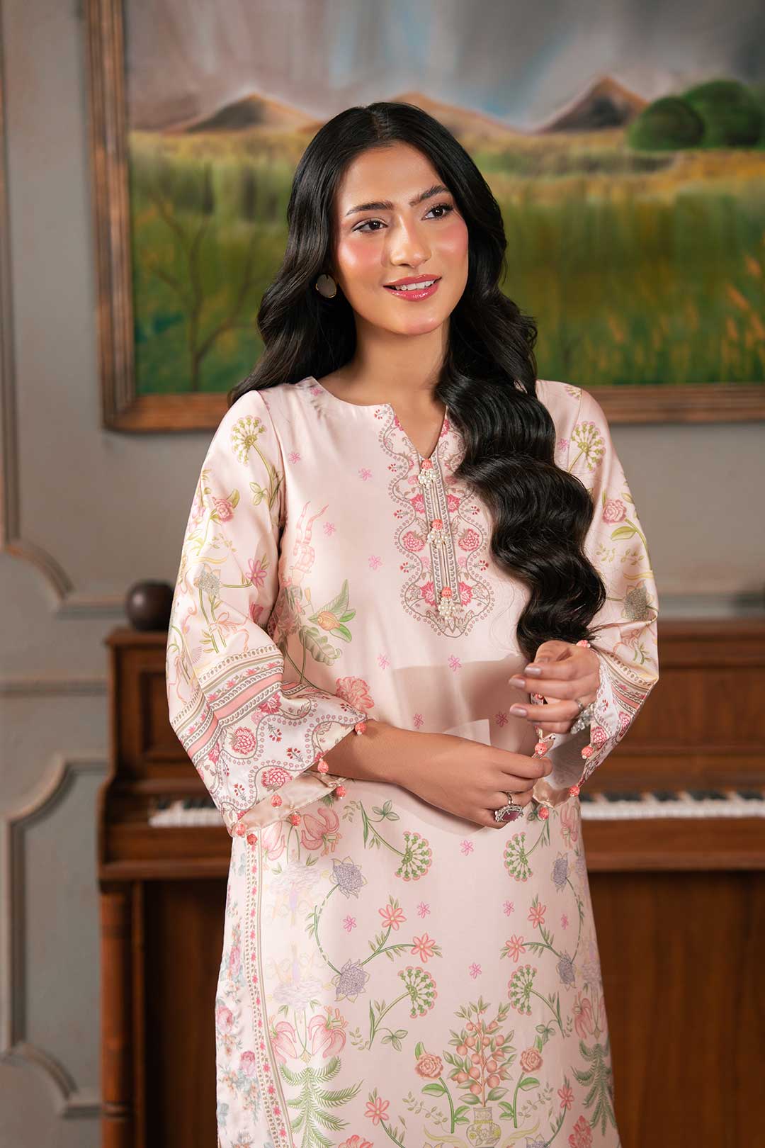 SALMON PINK SILK KAFTAN