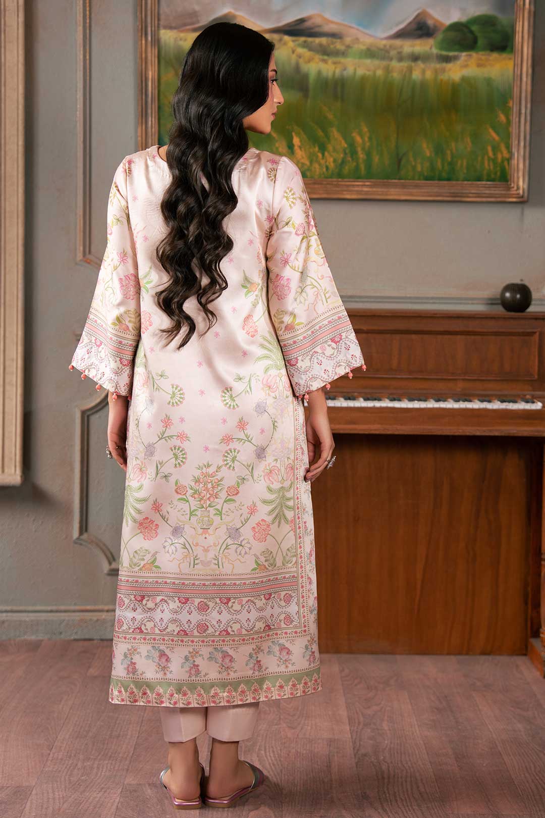 SALMON PINK SILK KAFTAN