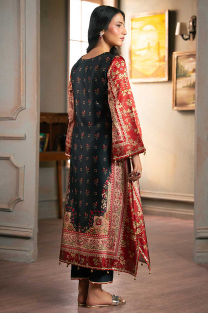 RED BLACK PRINTED SILK KAFTAN