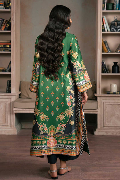 GREEN BLACK PRINTED SILK KAFTAN