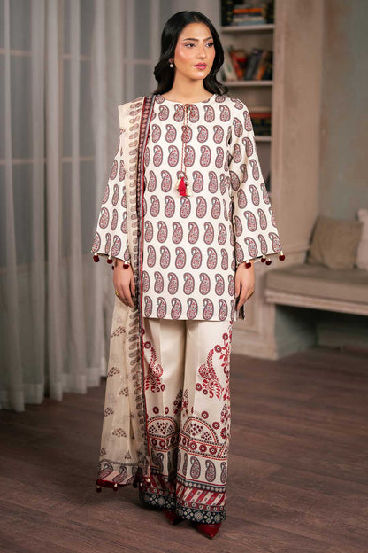 BEIGE PRINTED KURTA WITH TROUSER AND DUPATTA