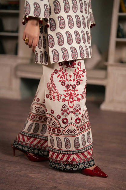 BEIGE PRINTED KURTA WITH TROUSER AND DUPATTA