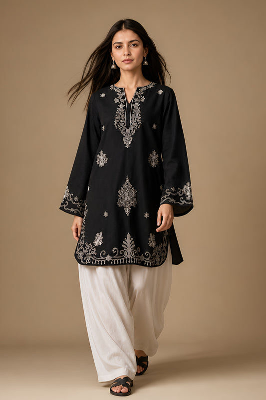 SHORT PRINTED KURTI WITH FARSHI SHALWAR