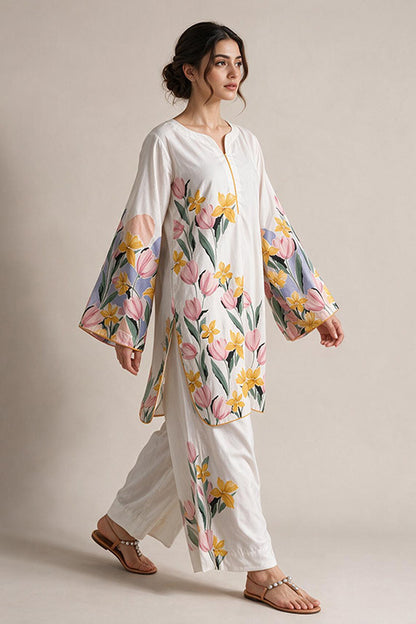 PRINTED FLORAL SHIRT WITH CULOTTES