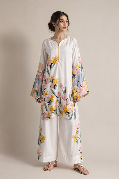 PRINTED FLORAL SHIRT WITH CULOTTES