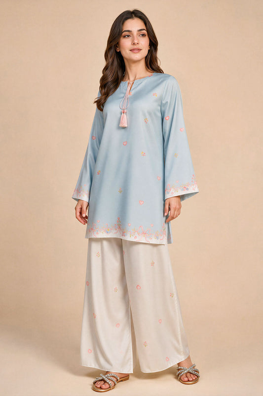 SKY BLUE BOW AND HEART CO-ORD SET